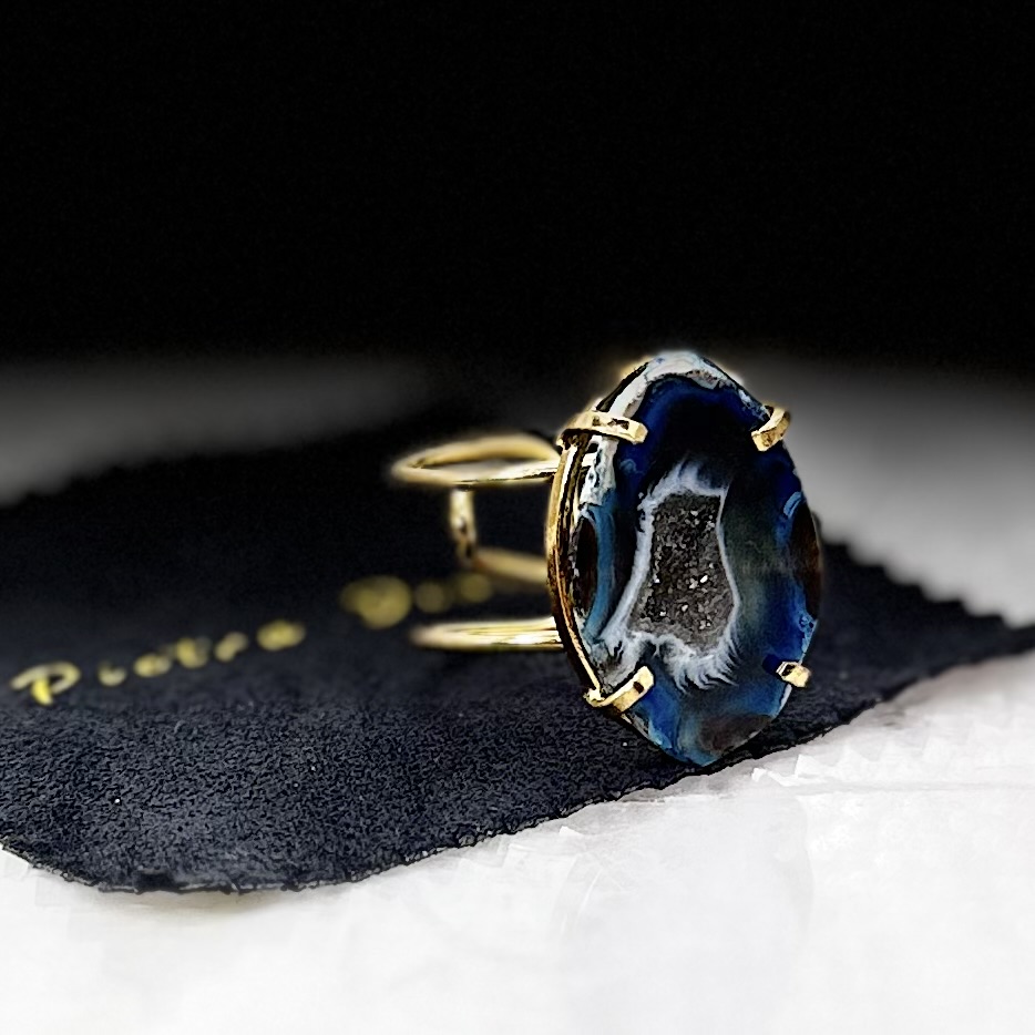 Δαχτυλίδι με μπλε γεώδη αχάτη 