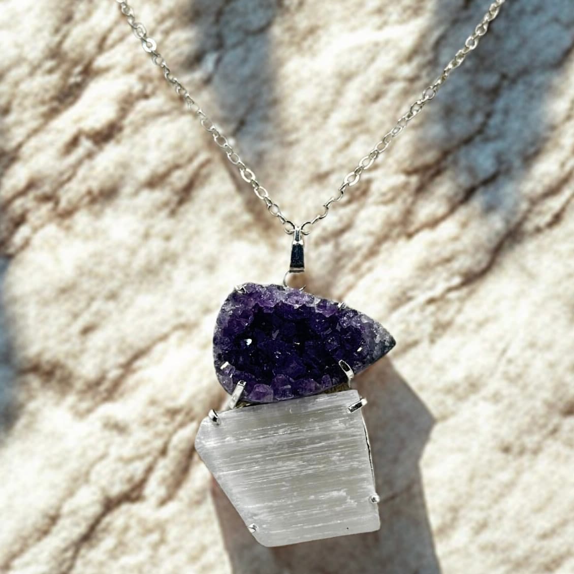 Κολιέ με Αμέθυστο και Σεληνίτη 