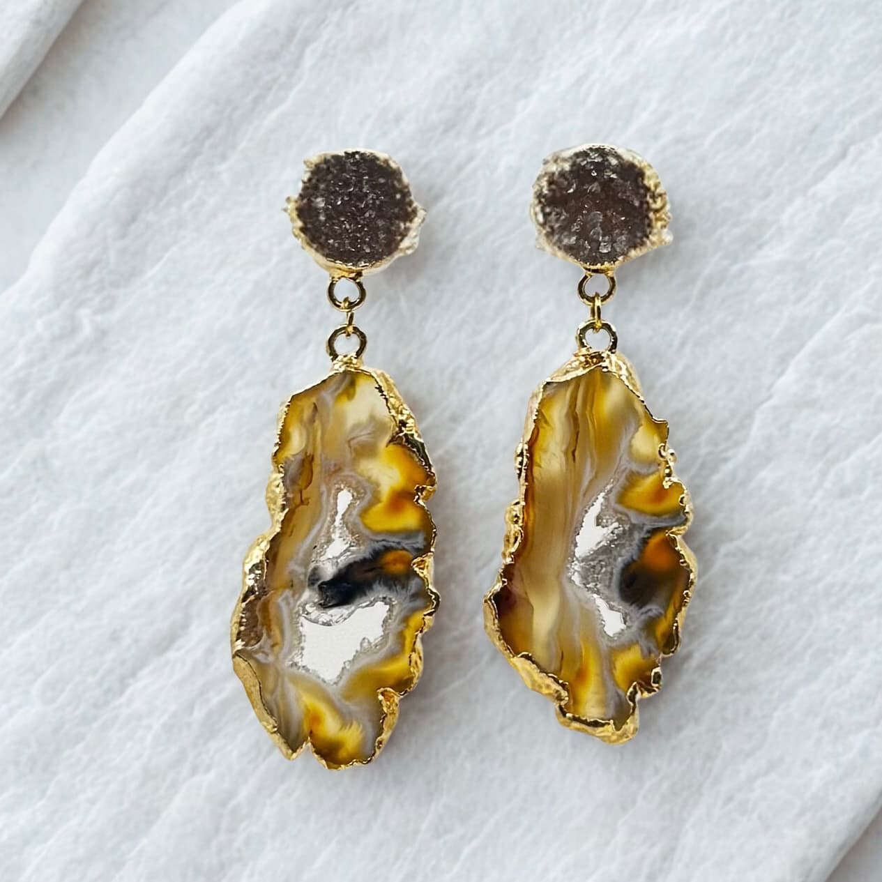 Σκουλαρίκια με γεώδη αχάτη και Druzy