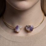 Choker με αμέθυστο σε σχήμα καρδιάς και μισοφέγγαρο 