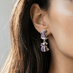 Earrings with Amethyst Slice