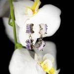 Σκουλαρίκια με αμέθυστο σε σχήμα μισοφέγγαρο 