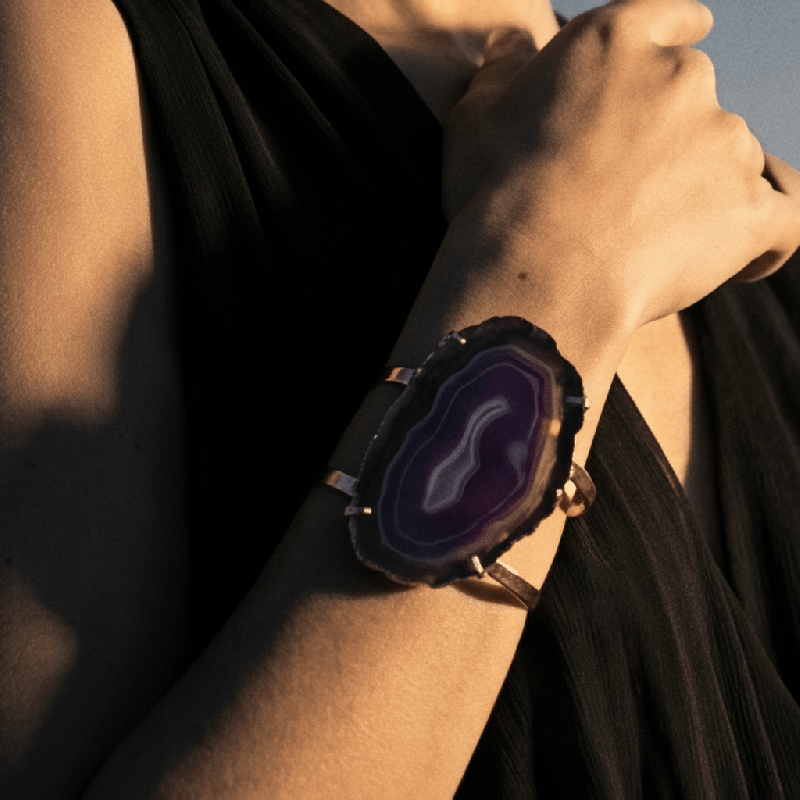 Φωτογραφία από Βραχιόλι με Μωβ Γεώδη Αχάτη 