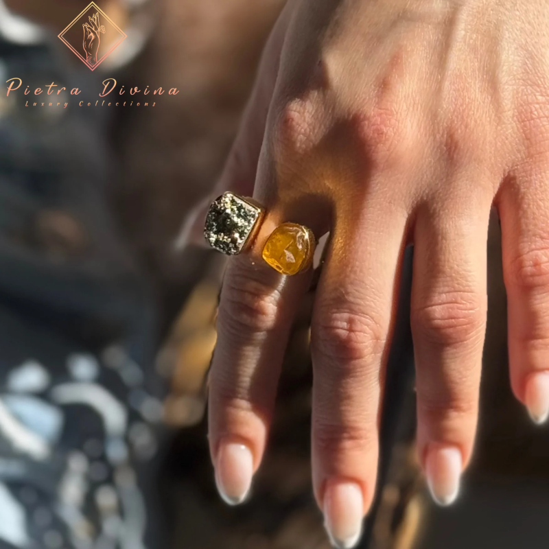 Φωτογραφία από Δαχτυλίδι με Πυρίτη και Κίτρινη 