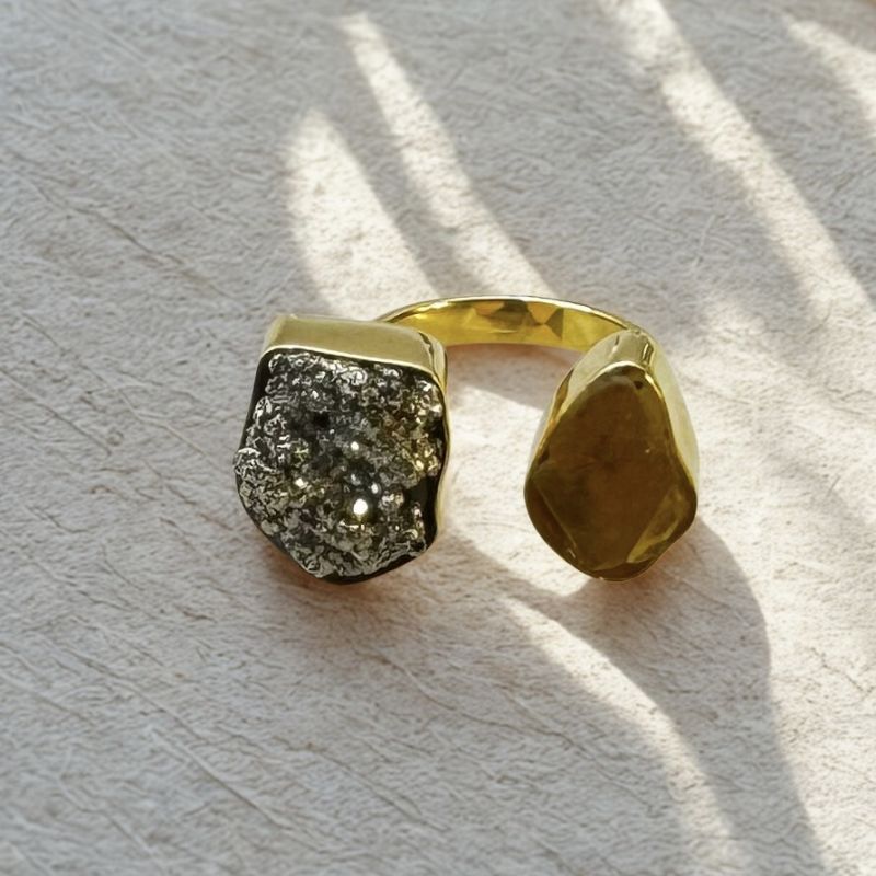 Φωτογραφία από Δαχτυλίδι με Πυρίτη και Κίτρινη 