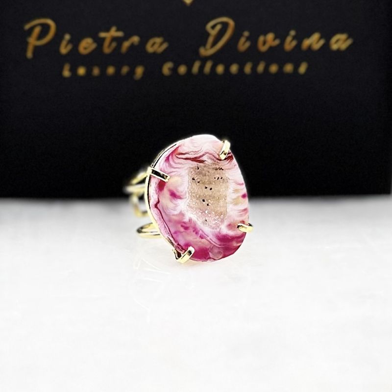 Φωτογραφία από Δαχτυλίδι με ροζ γεώδη αχάτη 