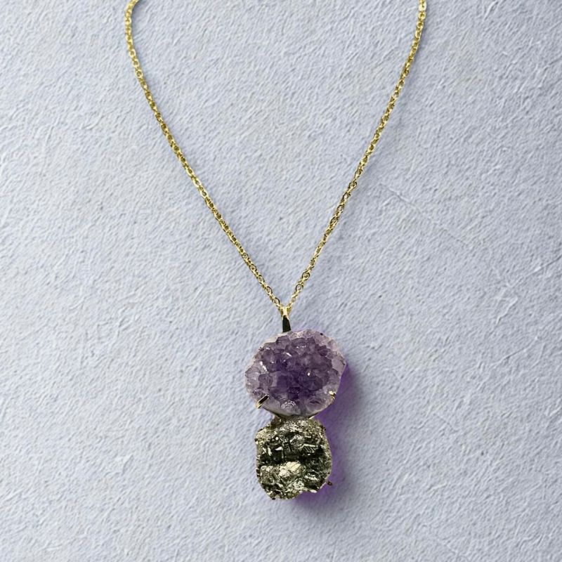 Κολιέ με Αμέθυστο και Πυρίτη Φωτογραφία από Κολιέ με Αμέθυστο και Πυρίτη