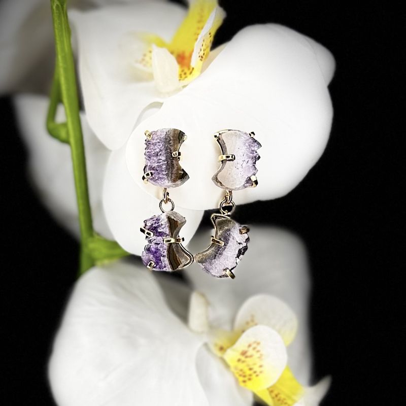 Φωτογραφία από Σκουλαρίκια με αμέθυστο σε σχήμα μισοφέγγαρο 
